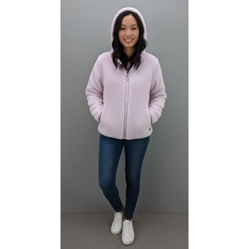 Under Armour Girls Pink Fuzzy Fleece Full Zip Hooded Jacket‎ Size YXL Youth